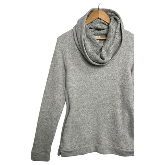 J Crew Sweater Womens Medium Gray Wool Funnel Neck Long Sleeve Pockets Cozy - Picture 7 of 12